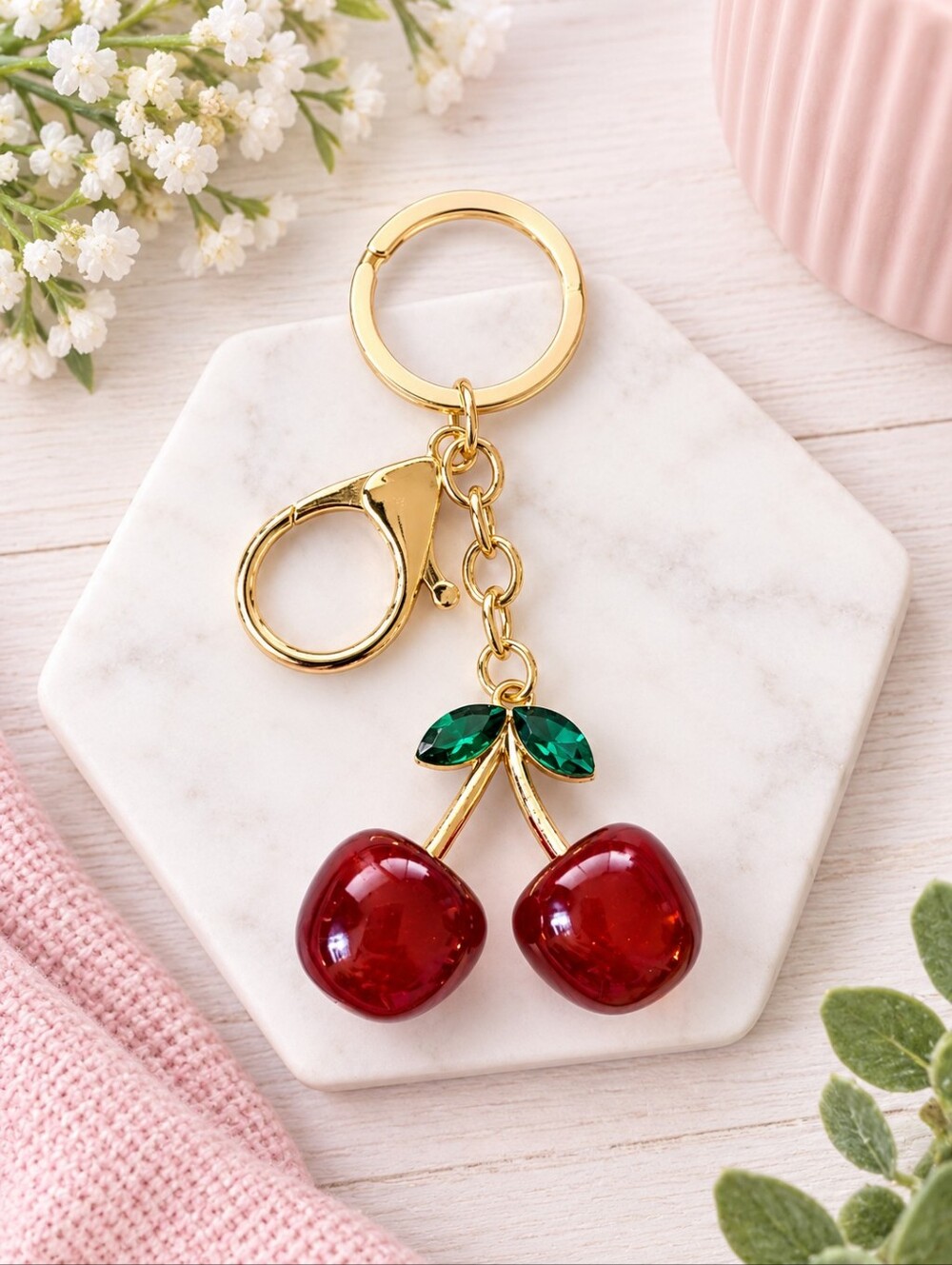 3D Cherry Bag Charm Keychain 🍒